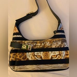 Very Good condition Salvatore Ferragamo Canvas Bag Jaguar Stripe